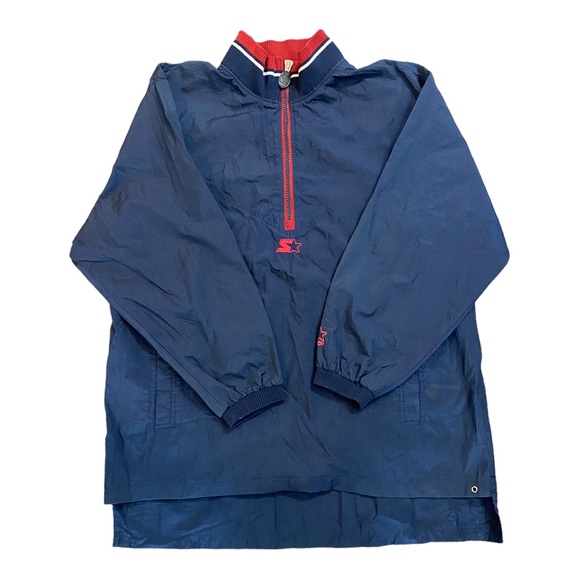 Vintage 90s STARTER Half Zip Bomber Lightweight Windbreaker Shell Jacket - Picture 2 of 7